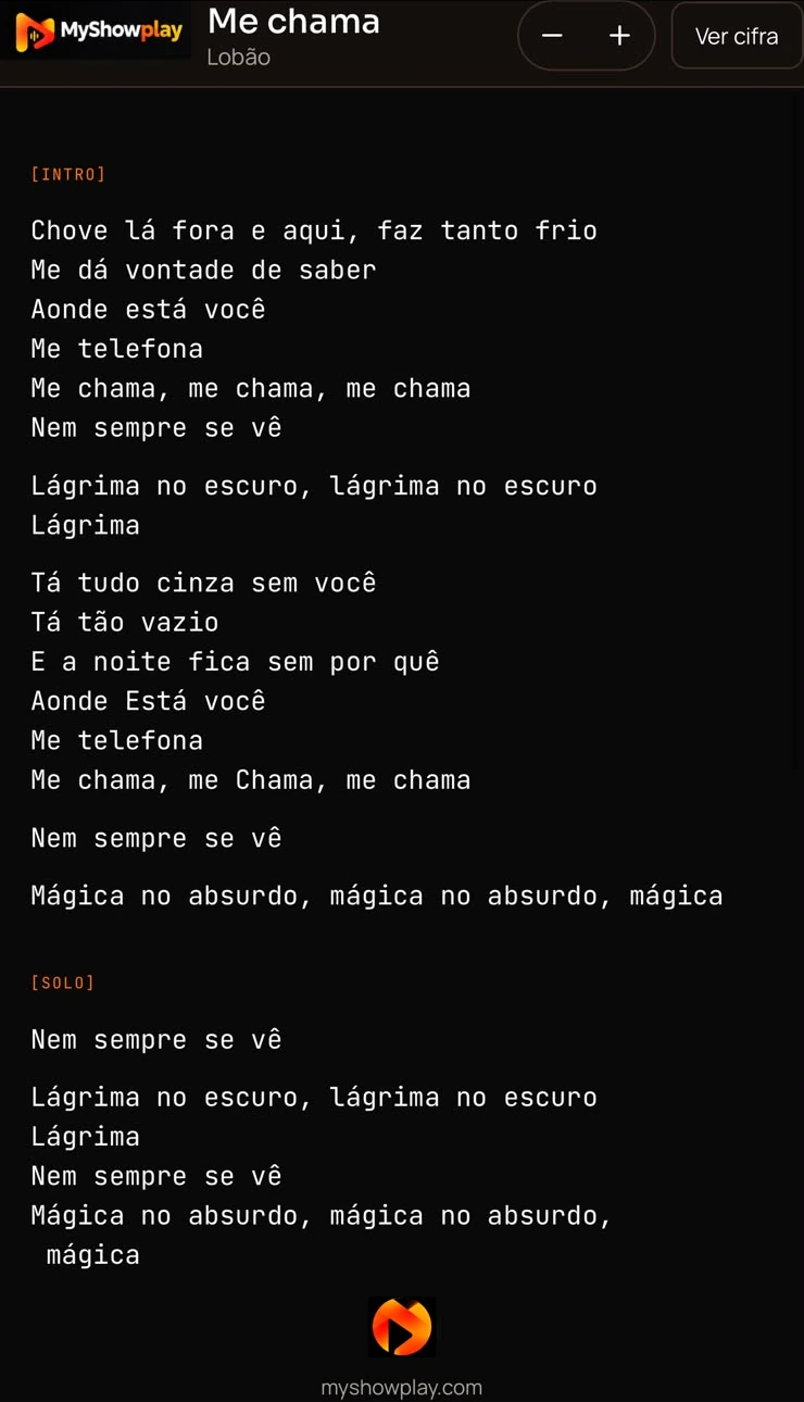 Letra da música compartilhada com o público